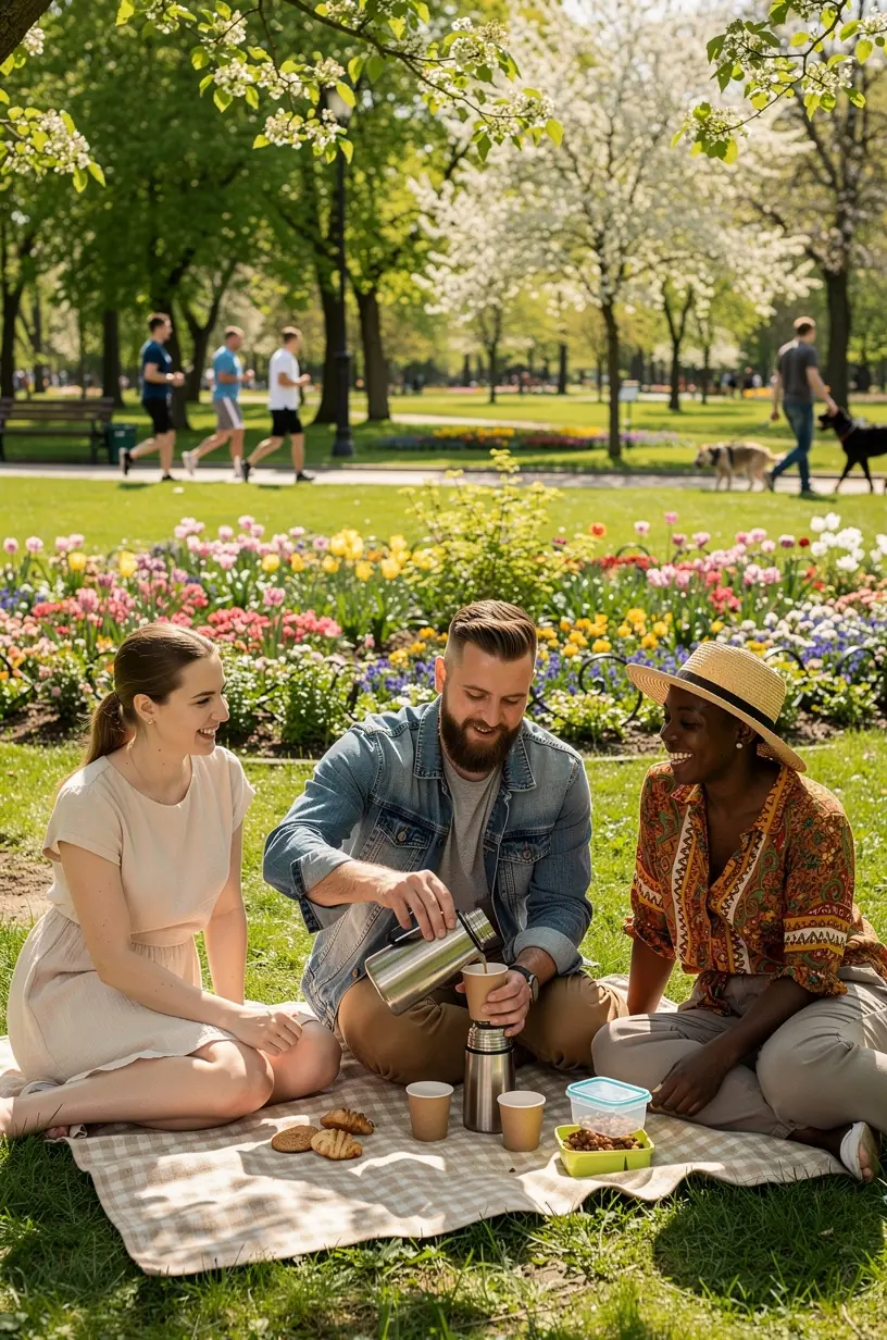 Minimalistinis darbo stalas su arbatos puodeliu, planšetiniu kompiuteriu ir akcentuotu pranešimu apie įpročių kūrimą per arbatos pertraukėles.